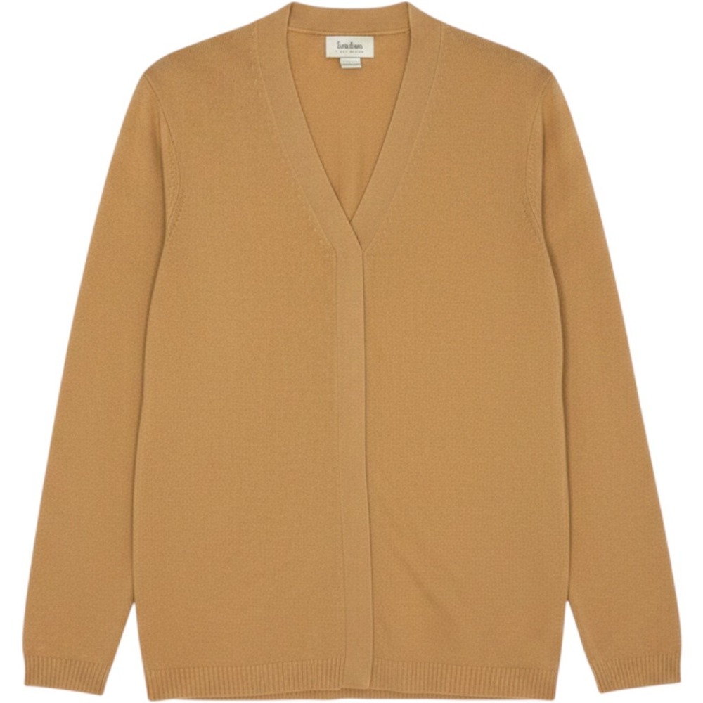 Neiman Marcus Camel 100% Cashmere Large V Neck Sweater Quiet Luxury
